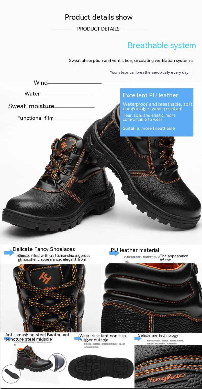 Wear-resisting Men Work Safety Boots Anti-smash Anti-puncture Work Sneakers Waterproof Boots Indestructible Protective Work Boot