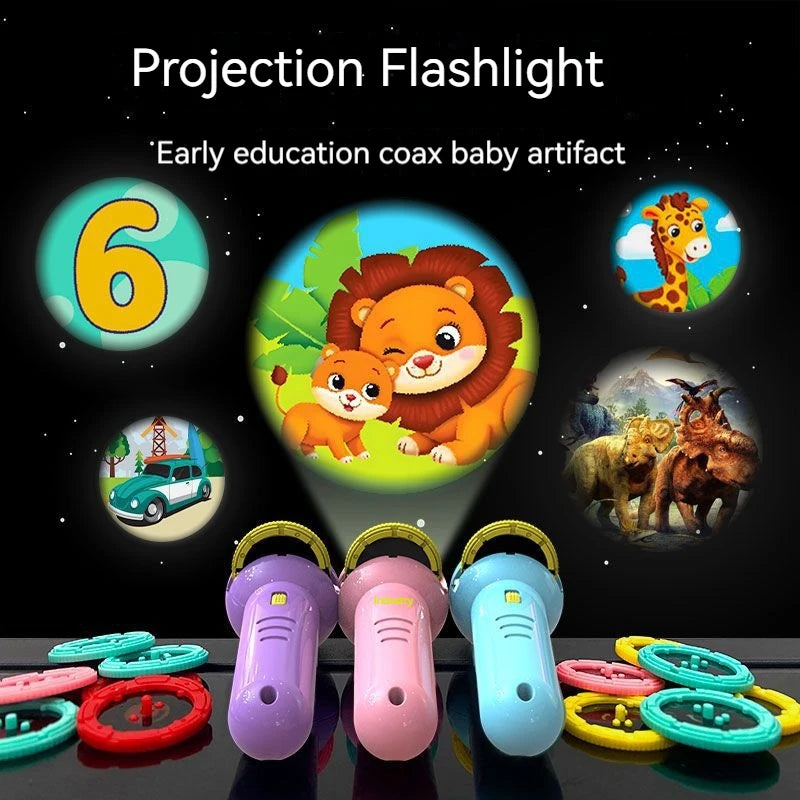 Linterna proyector lámpara juguete educación temprana cognición antes de dormir libro cuentos rompecabezas juguetes libro cuento para dormir