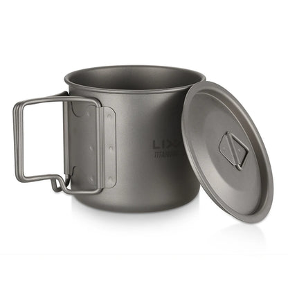 Taza de agua ultraligera de titanio Lixada con asa plegable, portátil para exteriores, camping, picnic, 300 ml/350 ml/550 ml/650 ml