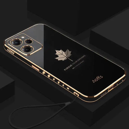 Funda Pocox5 de lujo con cordón de hoja de arce para Xiaomi Mi Poco X5 Pro, X5pro, X3, NFC, X3pro, silicona chapada, Note 12, 12pro 5g