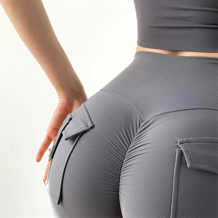 TRY TO BN - Pantalones cortos deportivos para mujer, con bolsillos, cintura alta, sexys, para gimnasio, entrenamiento, push up, pantalones cortos de ciclista, mallas de ciclismo para fitness