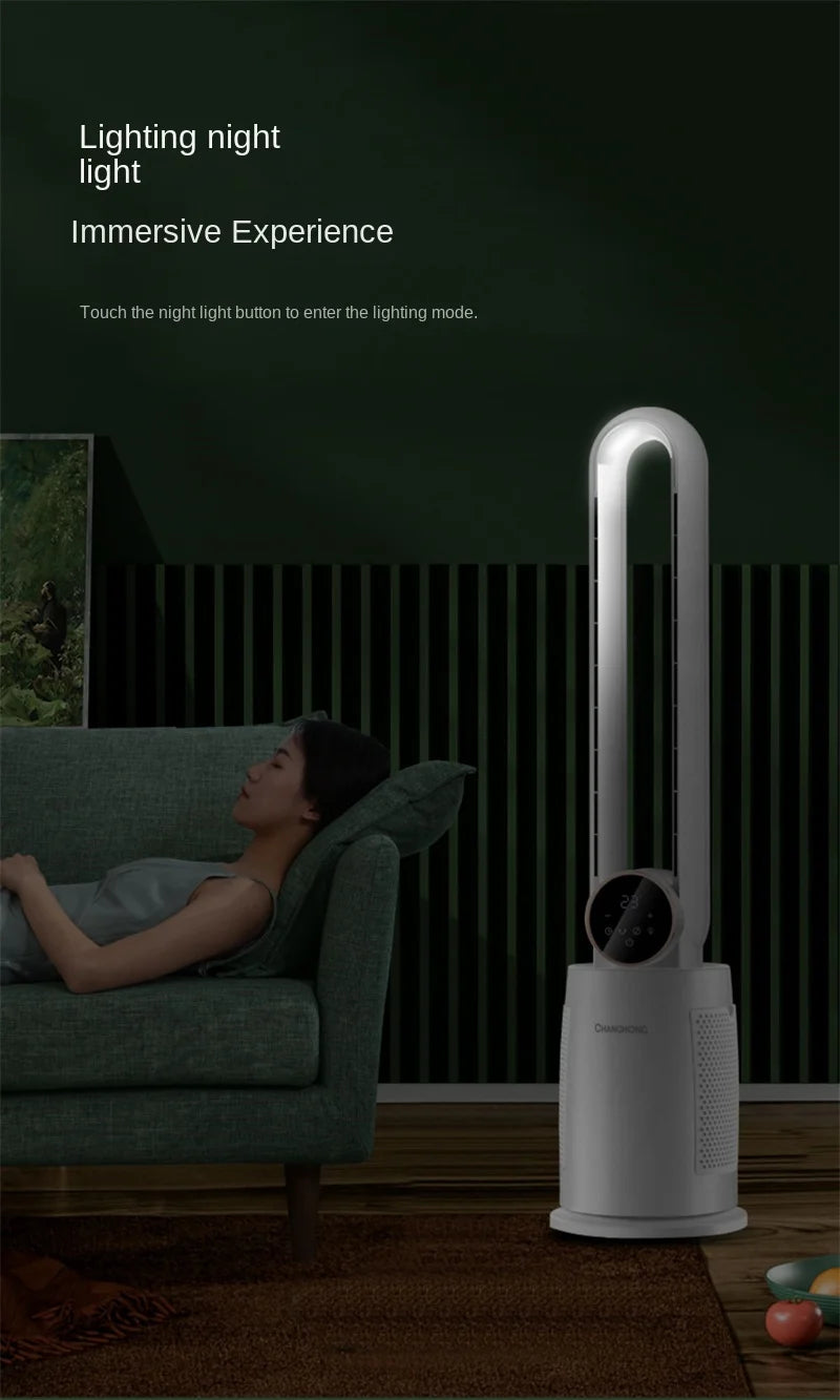 Household Bladeless Fan Wind Air Conditioner Cooling Fan Vertical Shaking Head Electric Fans Standing Fan with Remote Control