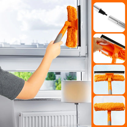 2 in 1 Squeegee Window Cleaner Window Mop 72inch Extension Long Handle Magic Broom for Home Shower Glass Door Cleaning Tools Set