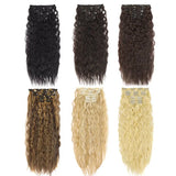 Extensões de cabelo ondulado com clipes conjunto de 6 peças - 55cm com presilhas