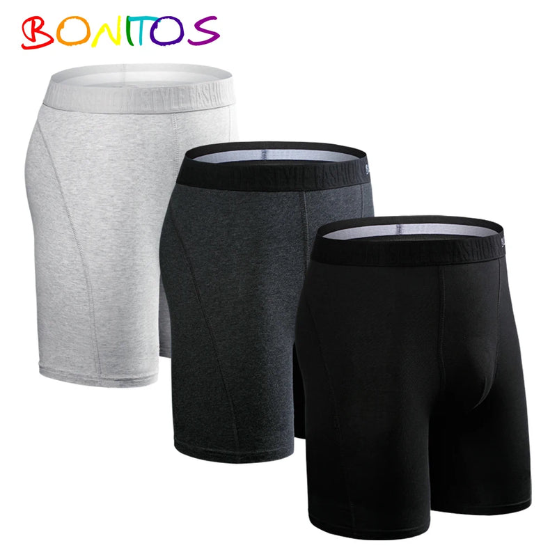 3pcs Long Boxers For Man Underware Lots Mens Underpants Cotton Men's Panties Family Boxershorts Boxer Sexy Male Shorts Calecon