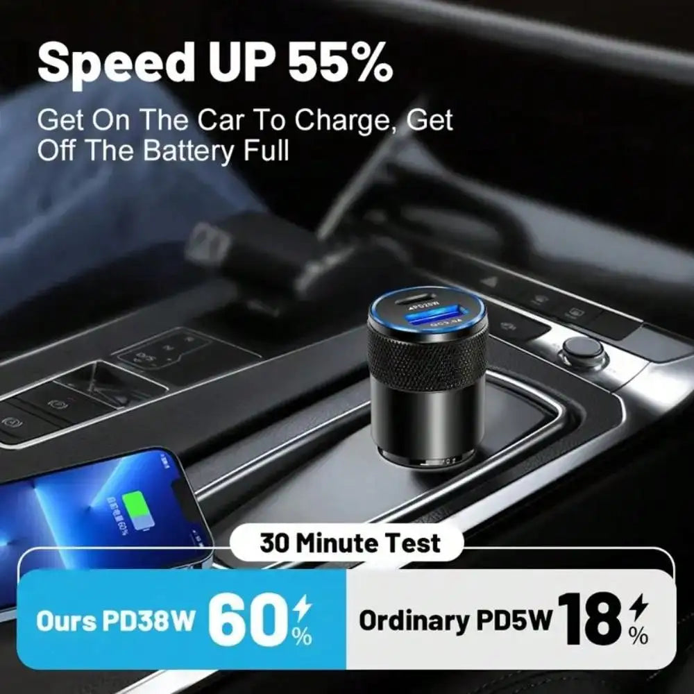 Olaf USB Type-C Car Phone Adapter Fast Charging, Quick Charge 3.0, 68W, PD, iPhone 13, 12, Xiaomi, Huawei, Samsung S21