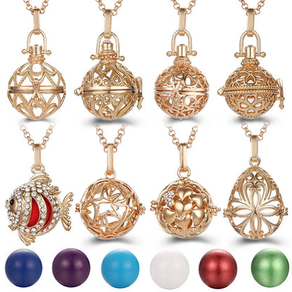 New Aroma Water Droplets Cage Lockets Necklace Heart Shaped Zircon Essential Oil Diffuser Set Combination Woman Pendant Jewelry