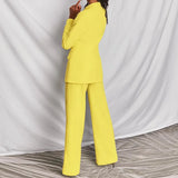 Blazer de color liso para mujer, traje elegante, pantalones rectos ajustados, conjunto de 2 piezas para oficina, otoño e invierno