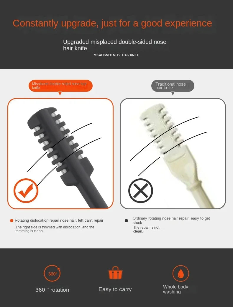 3pcs Portable Manual Nose Hair Trimmer Washable For Men And Women With Storage Box Waterproof Double Head Nose Hair Removal