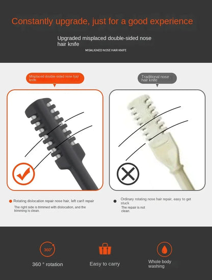 3pcs Portable Manual Nose Hair Trimmer Washable For Men And Women With Storage Box Waterproof Double Head Nose Hair Removal