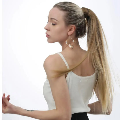 22 Polegada extensões de cabelo de rabo de cavalo reto sintético resistente ao calor envoltório em torno de pônei peruca para uso diário feminino