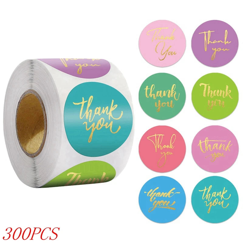 50-500pcs 1inch Blue Thank You Stickers For Envelope Sealing Labels Stationery Supplies Handmade Wedding Gift Decoration Sticker