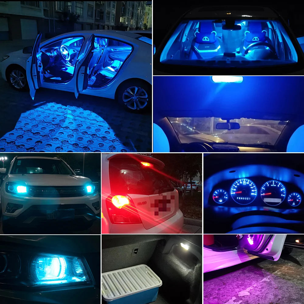 10Pcs T10 W5W 194 168 COB For Car LED burst Bulb Green Red 3000K 6000K Amber License Plate Lamp  Auto Dome Lights Canbus 12V 24V