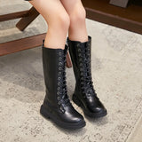 Girls Long Boots Children Knee-High Fashion Motorcycle Boots Rubber Soft Platform for Princess Kids High Boots Classic Winter