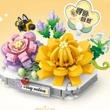DIY Flower Vase Succulent Cactus Snow Lotus Potting Plants Gardens Building Blocks Model MINI Bricks Kids Sets Kits Toys