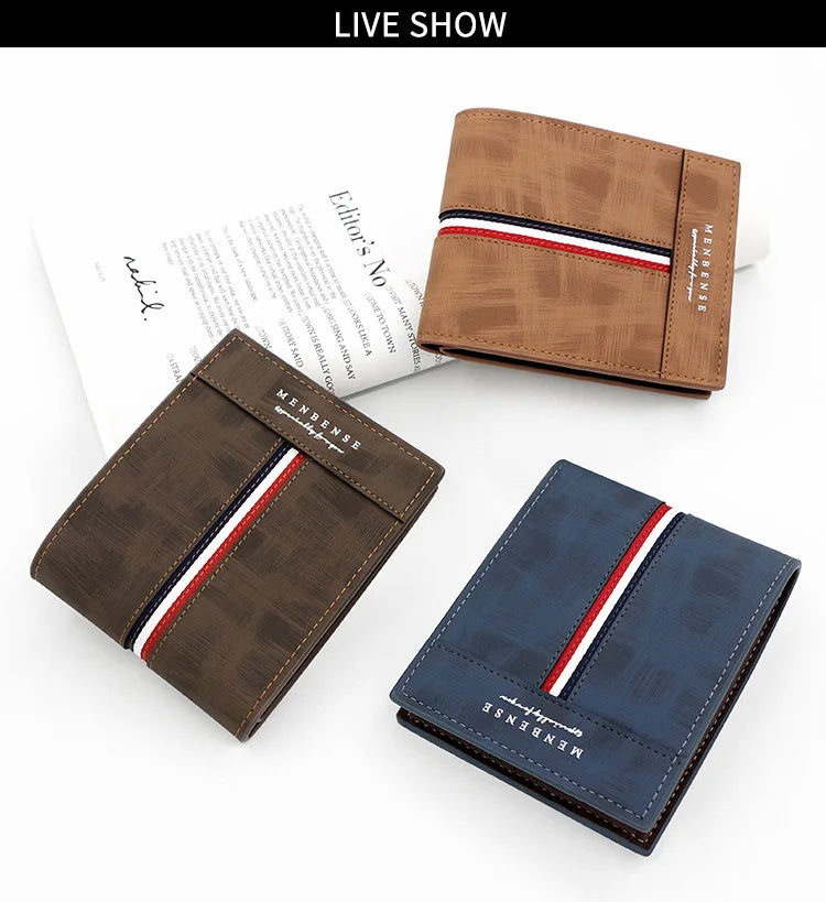 2023 New Short Men Wallets Slim Card Holder Male Purses Luxury PU Leather Coin Pocket High Quality Small Men's Wallet