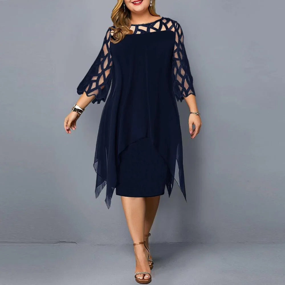 Fashion Chiffon Hollow Out Loose Casual Dress Women 2025 Summer Plus Size Women Clothing Ladies Dresses 4XL 5XL 6XL Robe Femme