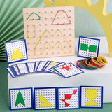 Montessori Baby Creative Toy Graphics Rubber Tie Nail Boards with Cards Childhood Education Preschool Kids