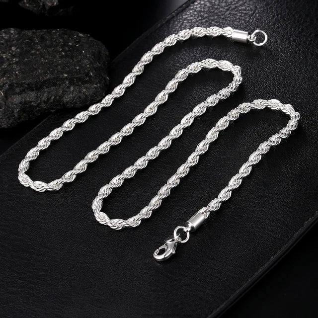 Colar de Corrente Cobra para Homens e Mulheres, prata esterlina 925, moda tira, alta qualidade, 1mm