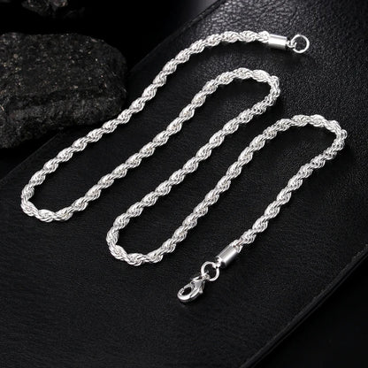 Snake Chain Necklace for Men and Women, 925 Sterling Silver, Fashion Sliver, High Quality, 1mm 