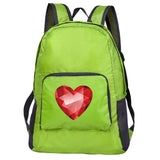 Outdoor Travel Lightweight Portable Foldable Backpack Love Print Folding Green Bag Ultralight Pack for Women Men Hiking Daypack
