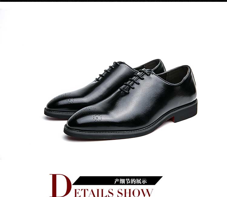 New Red Sole Brogue Shoes Men Black Business Men's Formal Shoes Lace-up Round Toe Spring/Autumn