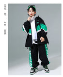 Hip Hop Girls Contrast Bomber Jacket Sport Pants Boys Street Dance Coat Streetwear Kids Jazz Clothes Set Children School Uniform