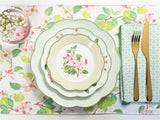 Ceramic Plate Household Bone China Dinner Plate Set Vintage Green Flower Dishes Tableware Oval Large Tray Dinnerware Sets