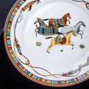 Bone China Tableware Set,Ceramic Luxury Kitchen Dinnerware,Porcelain Bowl,Plate,Spoon Combination,Wedding Gift,Horse Finished