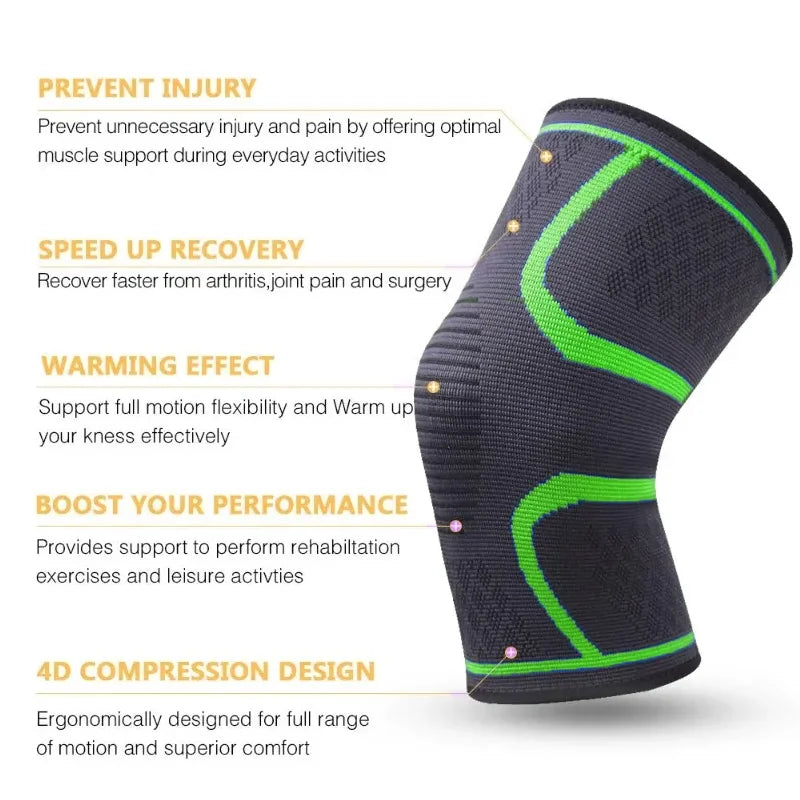 1 Unidade de Joelheira de Compressão Elástica em Nylon para Fitness, Corrida, Ciclismo e Esportes (Basquete/Vôlei)
