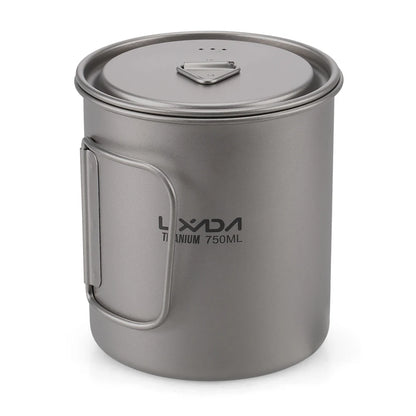 Taza de agua ultraligera de titanio Lixada con asa plegable, portátil para exteriores, camping, picnic, 300 ml/350 ml/550 ml/650 ml