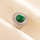 1pc Green Turquoise Ring Hippie Stainless Steel Silver Color Charm Opening Adjustable Ring Women Chunky Bohemian Party Jewelry