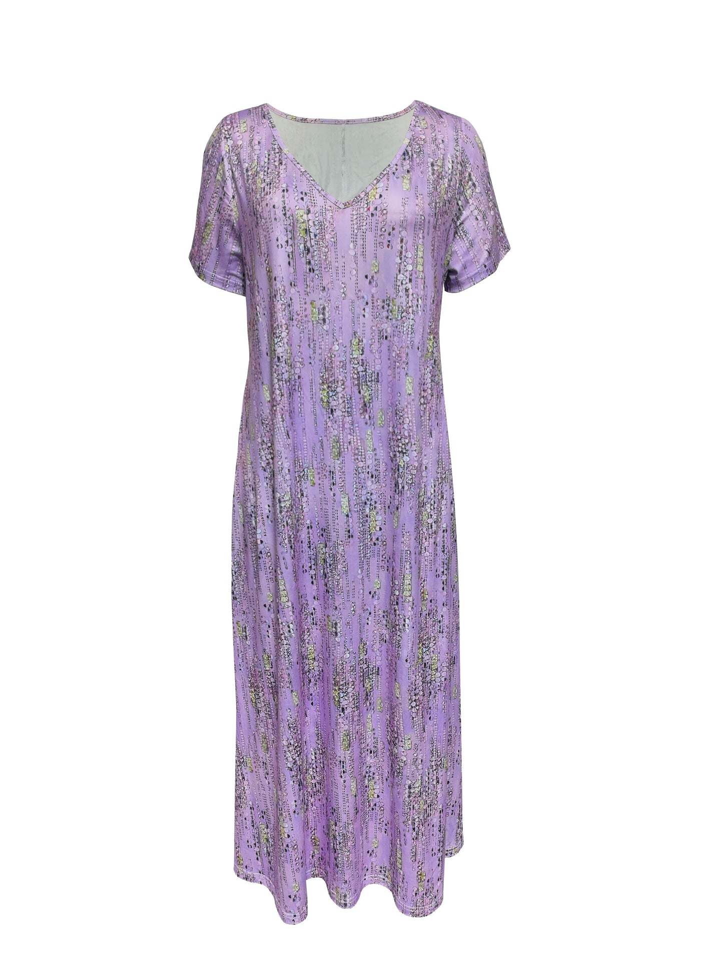 2024 aliexpress europa e américa plus size feminino cross border verão nova moda impressão vestido com decote em v