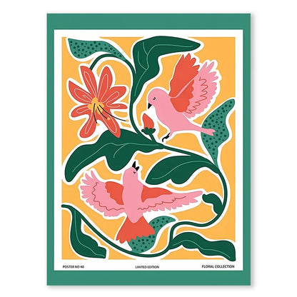 Bird Strawberry Wall Art Canvas Painting Print for Living Room Home Decor Matisse Flower Market Cat Girl