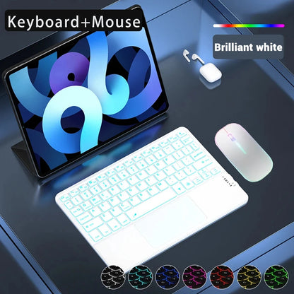 Multilingual 7-Colors Backlit Wireless with Touchpad Keyboard Rechargeable Portable Keyboard For iPad Tablet Laptop IOS Android