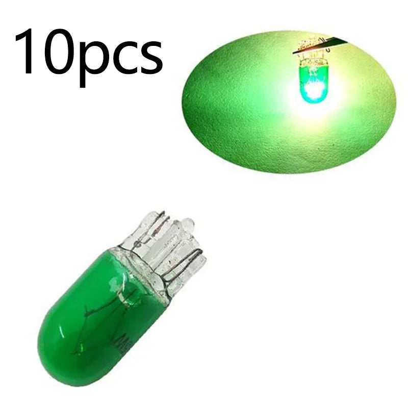 10pcs Car T10 12V 194 168 W5W 3W/5W Wedge Warm White Bule Red Yellow Green Amber Halogen Bulb Replacement Dashboard Bulb Light