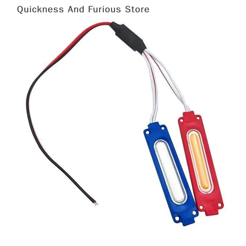 1 Piece 1 To 2 Vehicle Warning Flash Lamp 12V COB Red Blue Strobe Lights For Car Moto Bike Grille Decor Atmosphere Lighting