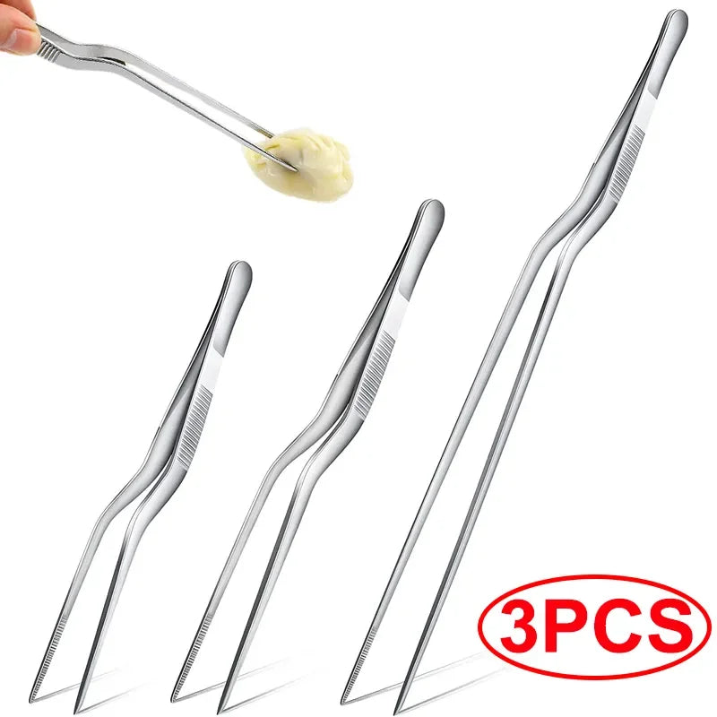Pinzas de cocina de 3/1 Uds., utensilio para barbacoa, pinzas para comida, barra de cocina, pinzas para jefe, pinzas portátiles de acero inoxidable para Picnic, barbacoa y cocina