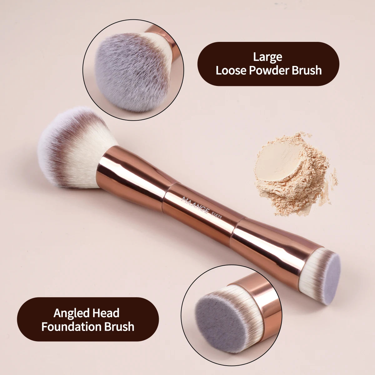 MAANGE 1 brocha de maquillaje para base, de doble cabezal, corrector, contorno, para líquido, suave, denso, para maquillaje facial, cosmética, herramientas de maquillaje
