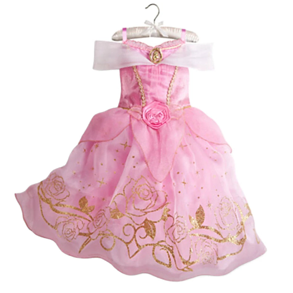 Vestido de Princesa para Festa à Fantasia – Novo Modelo 2025 – Ideal para Natal, Aniversário e Carnaval (Estilos Rapunzel e Bela)