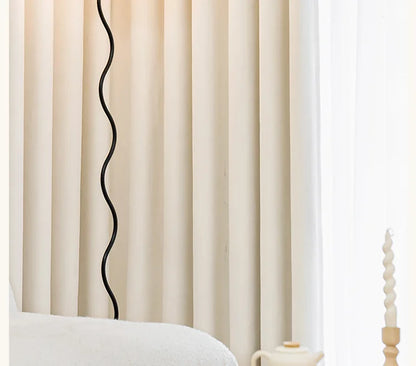 French Chenille Cream White Velvet Curtain Modern Simple Blackout Curtains for Living Dining room Bedroom Tulle Customization