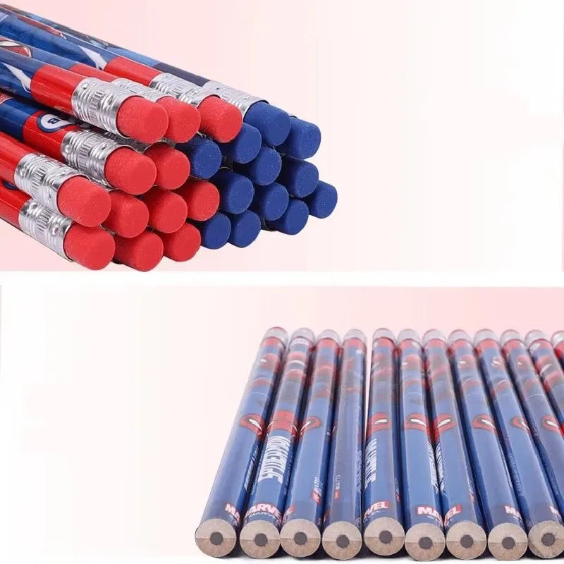 12pcs Disney Spiderman Hb Pencil With Eraser Lotso Elsa Student Stationery Write Draw Pencil Kids School Supplies Wholesale