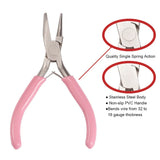 Alicates cóncavos redondos de una sola sección de níquel-hierro con mango rosa, herramienta para hacer herrajes de joyería hechos a mano, punta afilada, diagonal, portátil