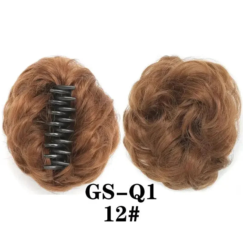 Coque despojado com piranha claw clip aplique de cabelo cacheado