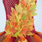 Fairy Costume for Girls Forest Woodland Autumn Fairy Tutu Dress Up Maple Leaves Halloween Thanksgiving Tulle Princess Dress 1-12T