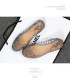Women's Flat Bottom Plastic Jelly Sandals Hollow out Slip-On Beach Shoes Comfortable Lightweight Summer Footwear