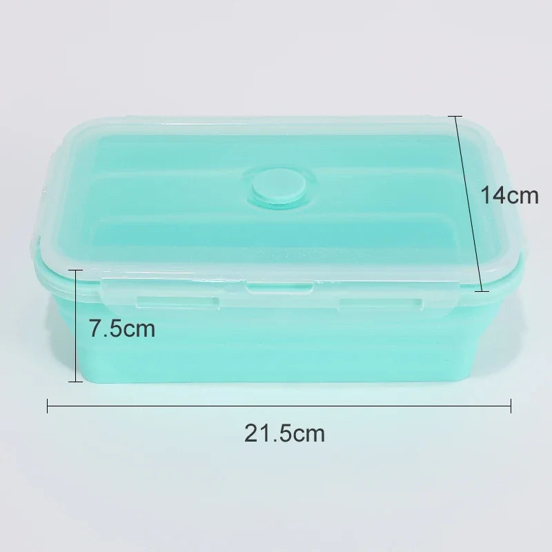 Collapsible Silicone Food Storage Container,Bento Lunch Boxes For Kitchen, Microwave Safe. Foldable Design Saves Your Space.