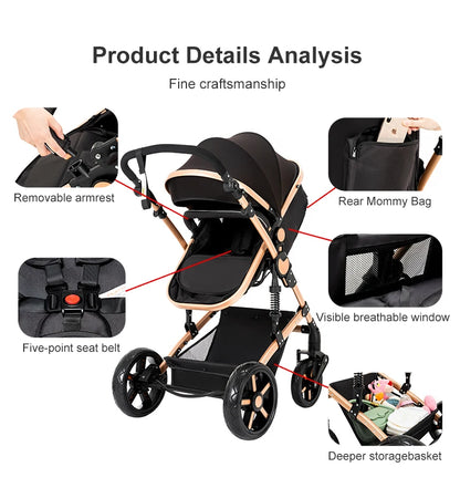 Cochecitos 3 en 1, cochecito de bebé, asiento de coche, cochecito de viaje, cochecito para recién nacidos, paisaje alto, artículos para madres, niños y bebés.