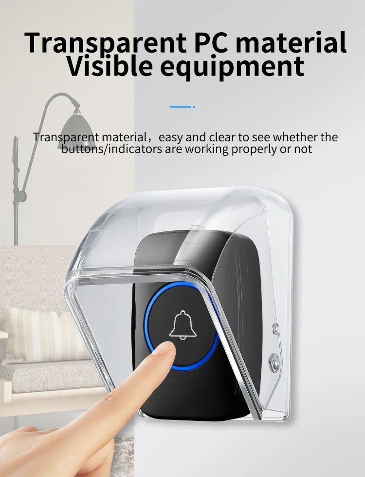CACAZI PC Transparent Waterproof Cover for Wireless Doorbell Button Chime Outdoor Rain-cover Home Case Suitable for Most Buttons