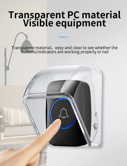 CACAZI PC Transparent Waterproof Cover for Wireless Doorbell Button Chime Outdoor Rain-cover Home Case Suitable for Most Buttons